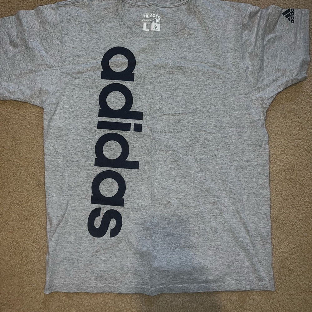 Adidas Men's Heather Gray Tee with Black Logo